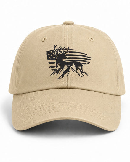 American Flag Deer Embroidered Classic Hat