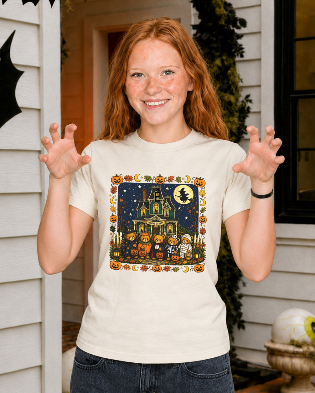 Teddy Bear Haunted Manson Halloween Youth Tee