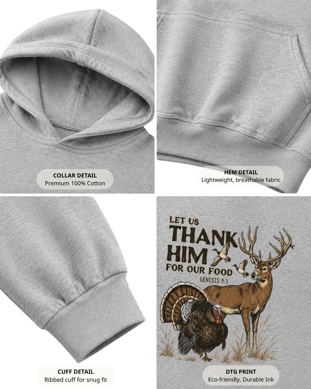 "Thank Him" Genesis 9:3 Front Print Hoodie – product image