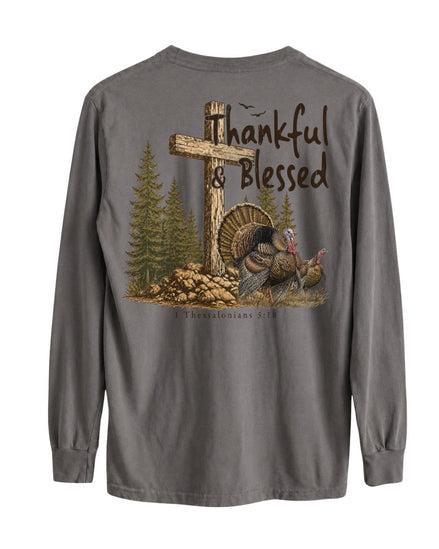 Thankful And Blessed Turkeys Long-sleeve - Charcoal