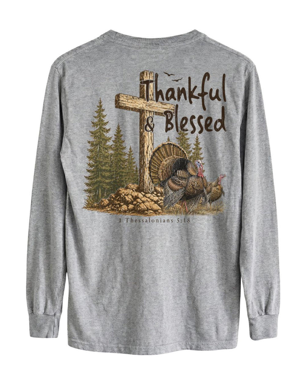 Thankful And Blessed Turkeys Long-sleeve - Sport Grey