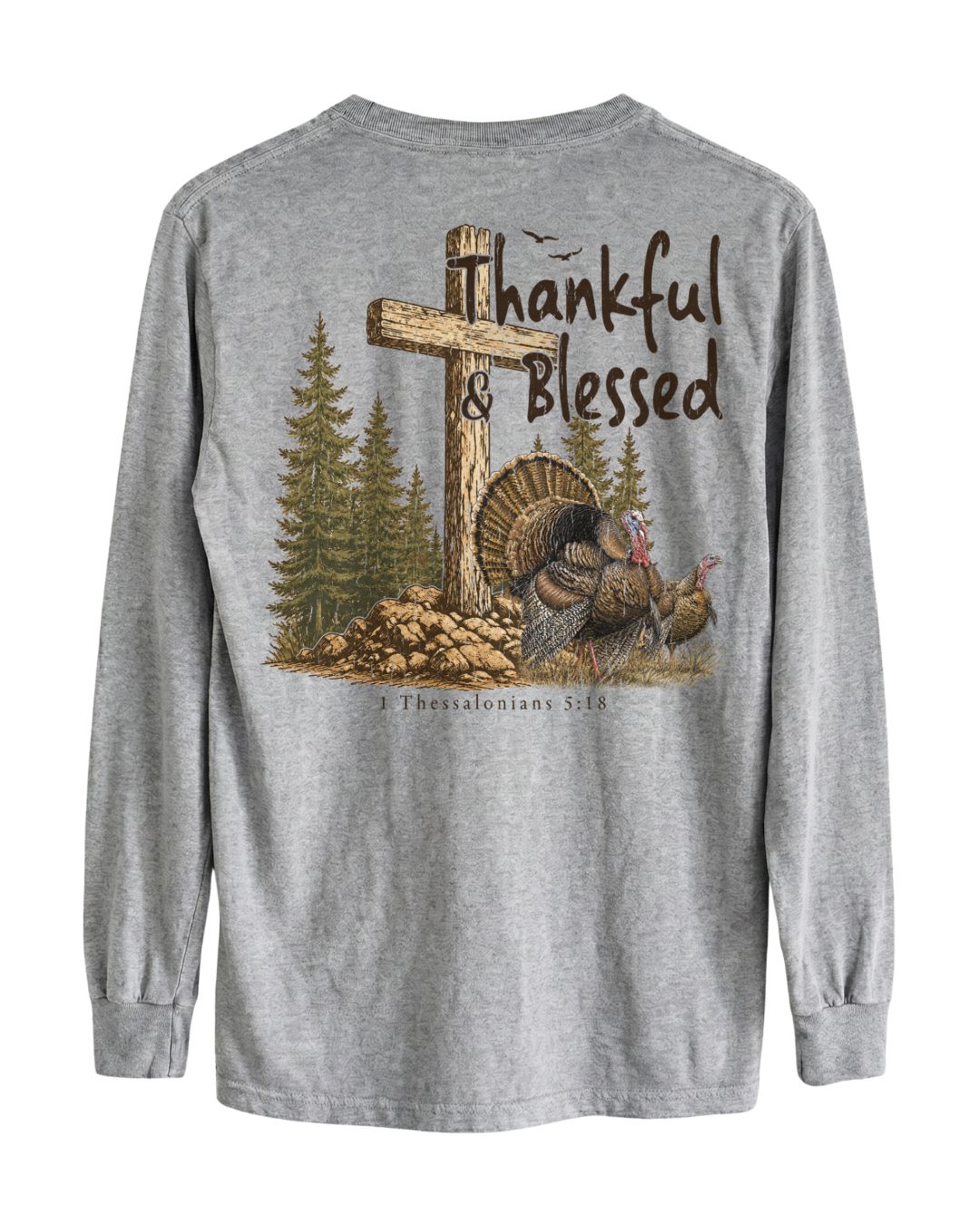 Thankful And Blessed Turkeys Long-sleeve - Sport Grey