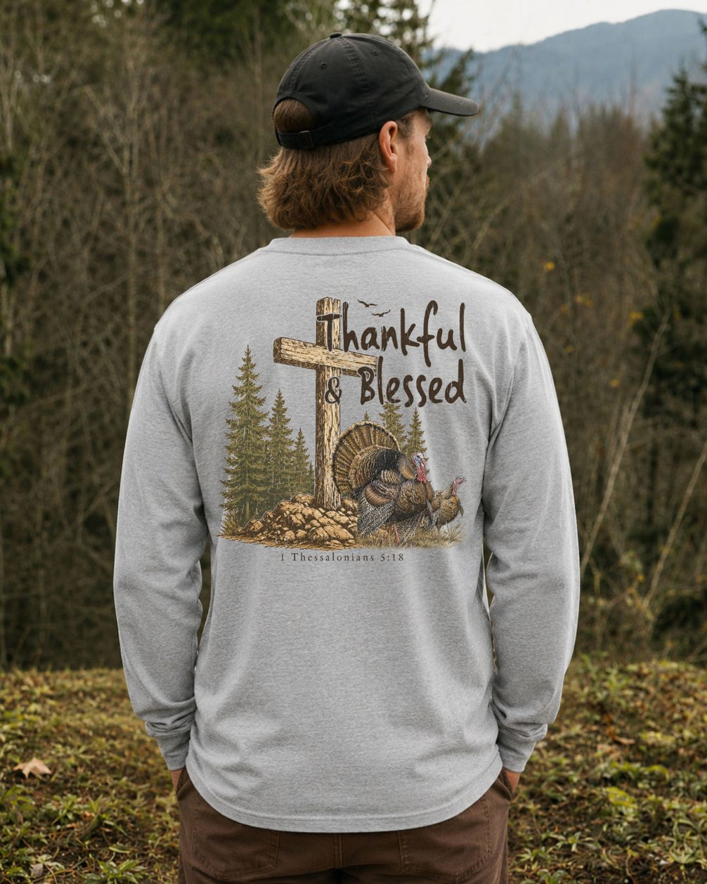 Thankful And Blessed Turkeys Long-sleeve - Sport Grey lifestyle