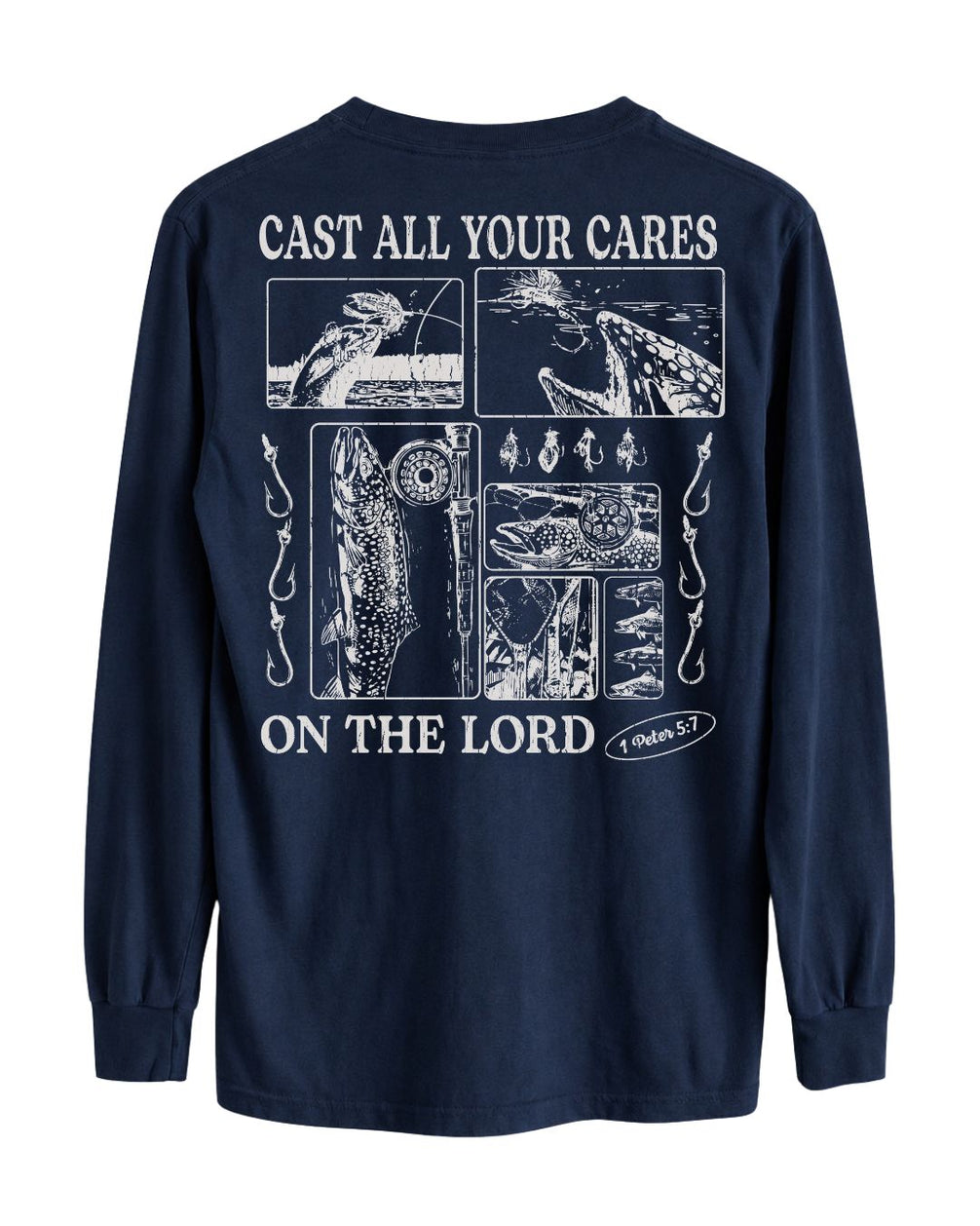 Trout Fishing Faith-Based Long-sleeve - Navy