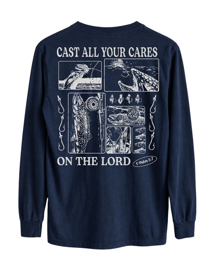 Trout Fishing Faith-Based Long-sleeve - Navy