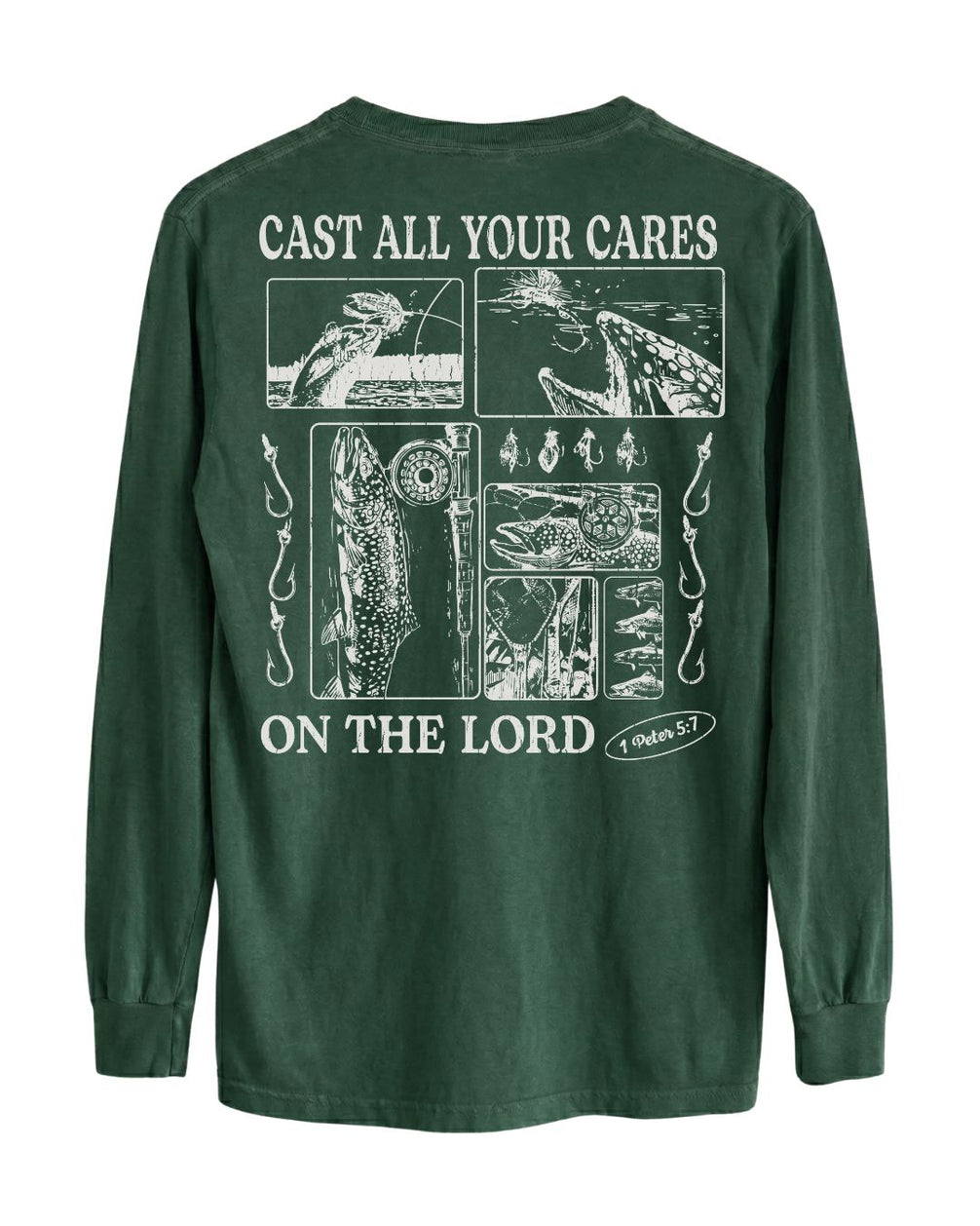 Trout Fishing Faith-Based Long-sleeve - Forest Green