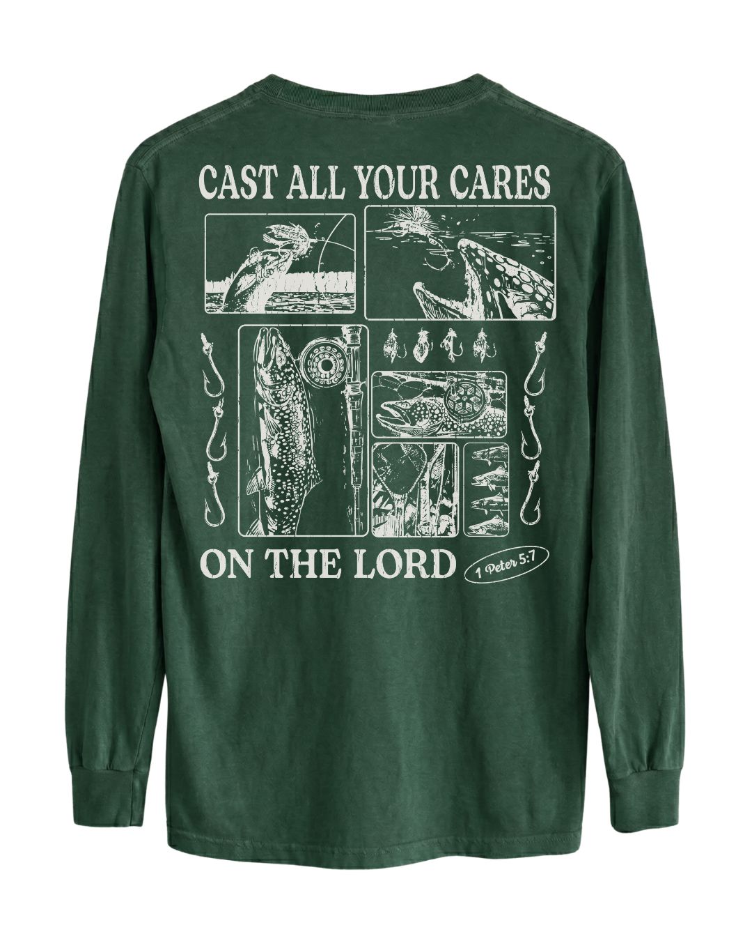Trout Fishing Faith-Based Long-sleeve - Forest Green