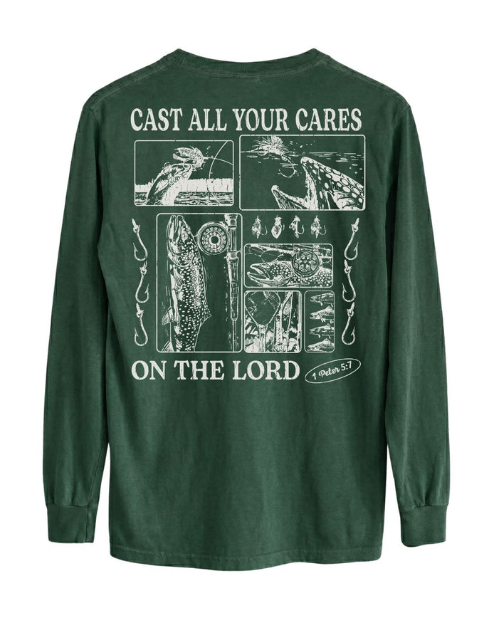 Trout Fishing Faith-Based Long-sleeve - Forest Green