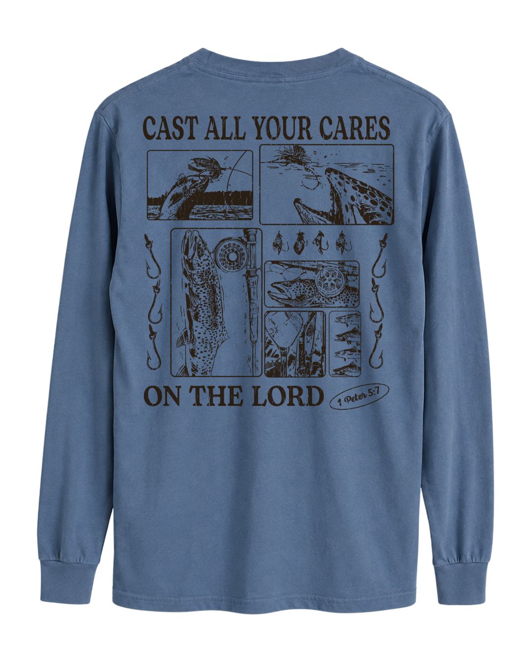 Trout Fishing Faith-Based Long-sleeve - Indigo Blue