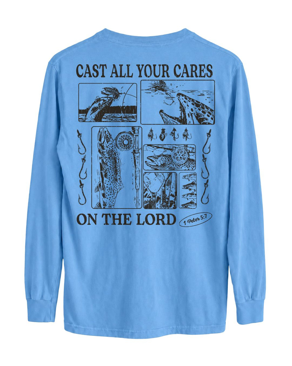 Trout Fishing Faith-Based Long-sleeve - Carolina Blue