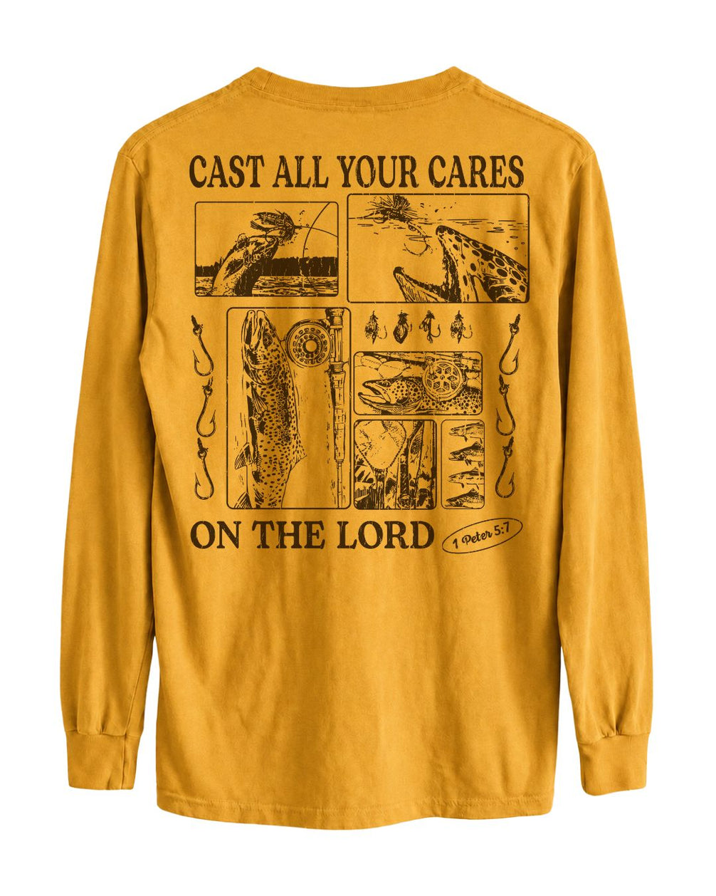 Trout Fishing Faith-Based Long-sleeve - Gold