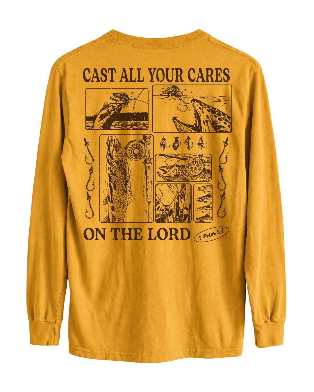 Trout Fishing Faith-Based Long-sleeve - Gold