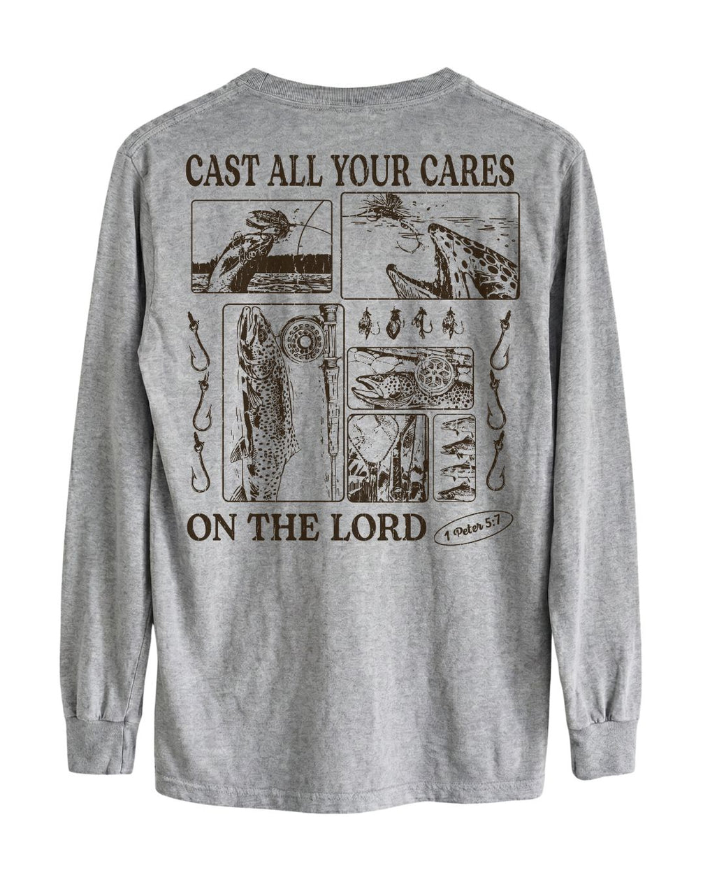Trout Fishing Faith-Based Long-sleeve - Sport Grey
