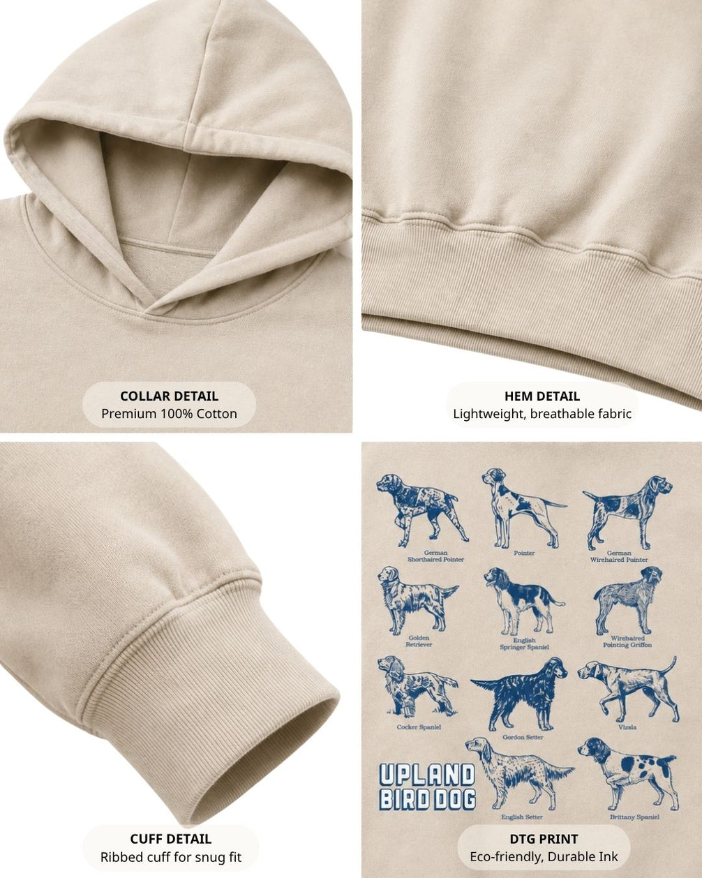 Upland Bird Dog Breeds Hoodie