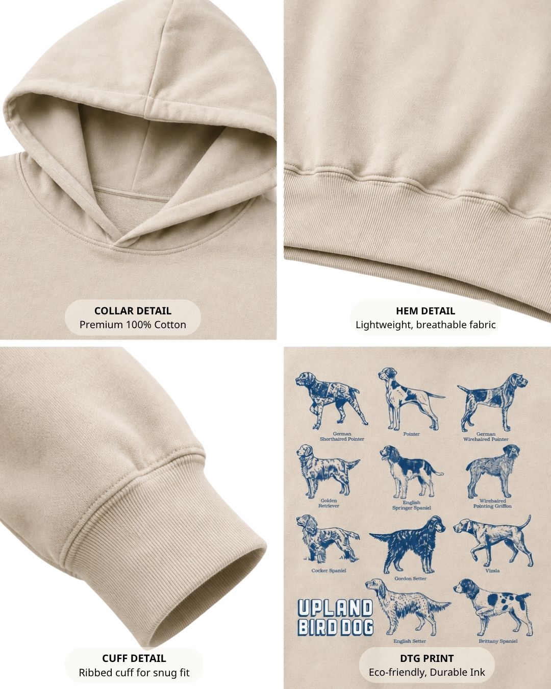 Upland Bird Dog Breeds Hoodie