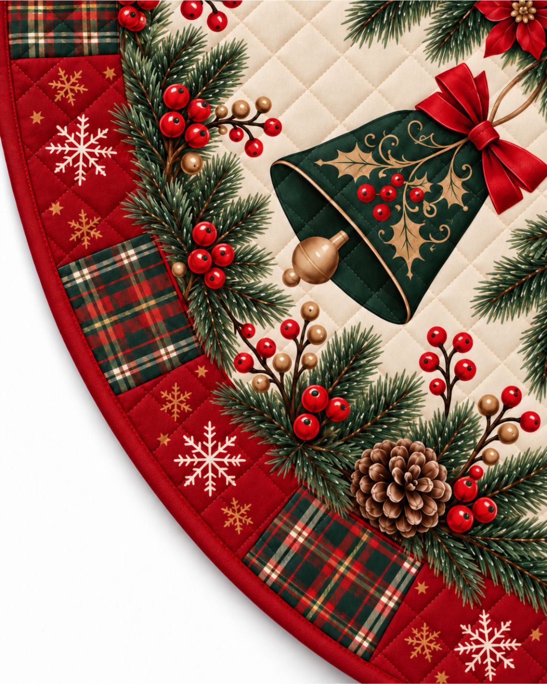 Vintage Symmetry Quilted Christmas Tree Skirt