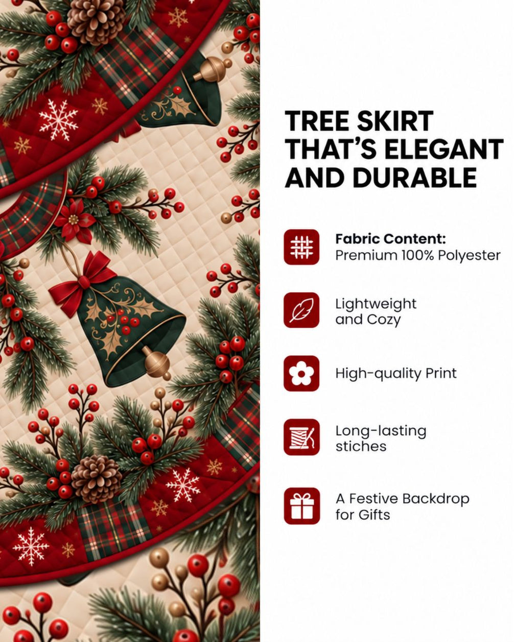 Vintage Symmetry Quilted Christmas Tree Skirt