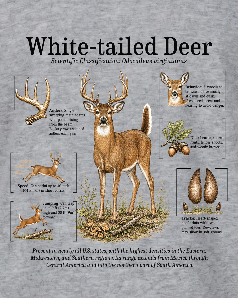 White-tailed Deer Infographic T-shirt