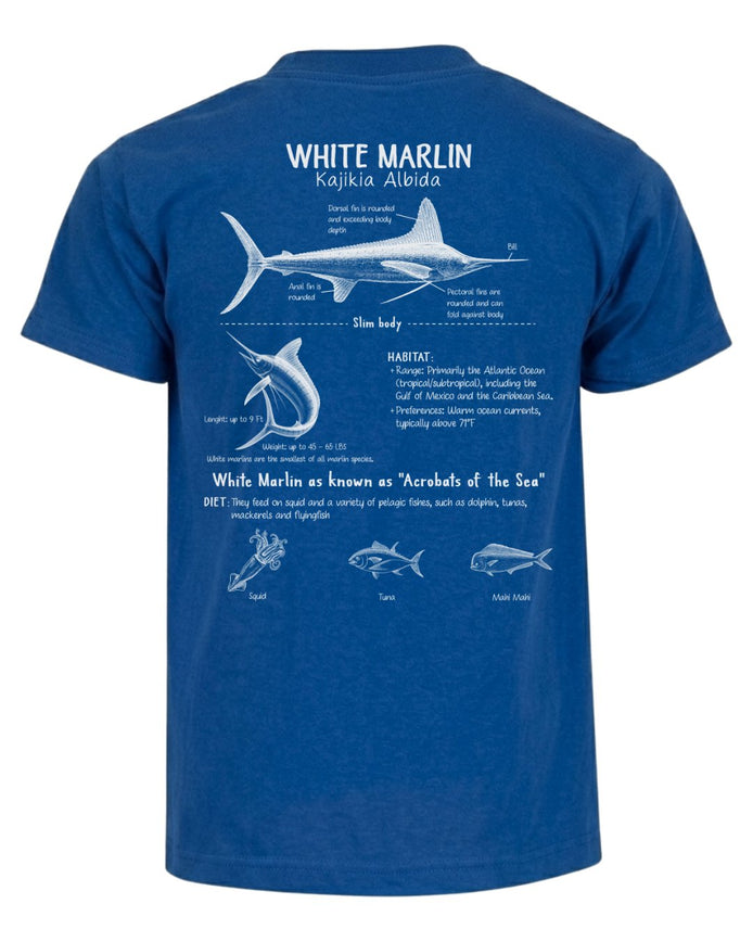 White Marlin Anatomy Blueprint T-shirt
