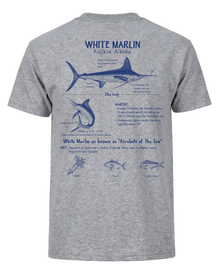 White Marlin Anatomy Blueprint T-shirt