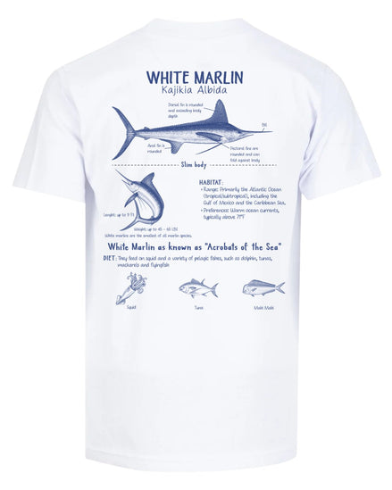 White Marlin Anatomy Blueprint T-shirt