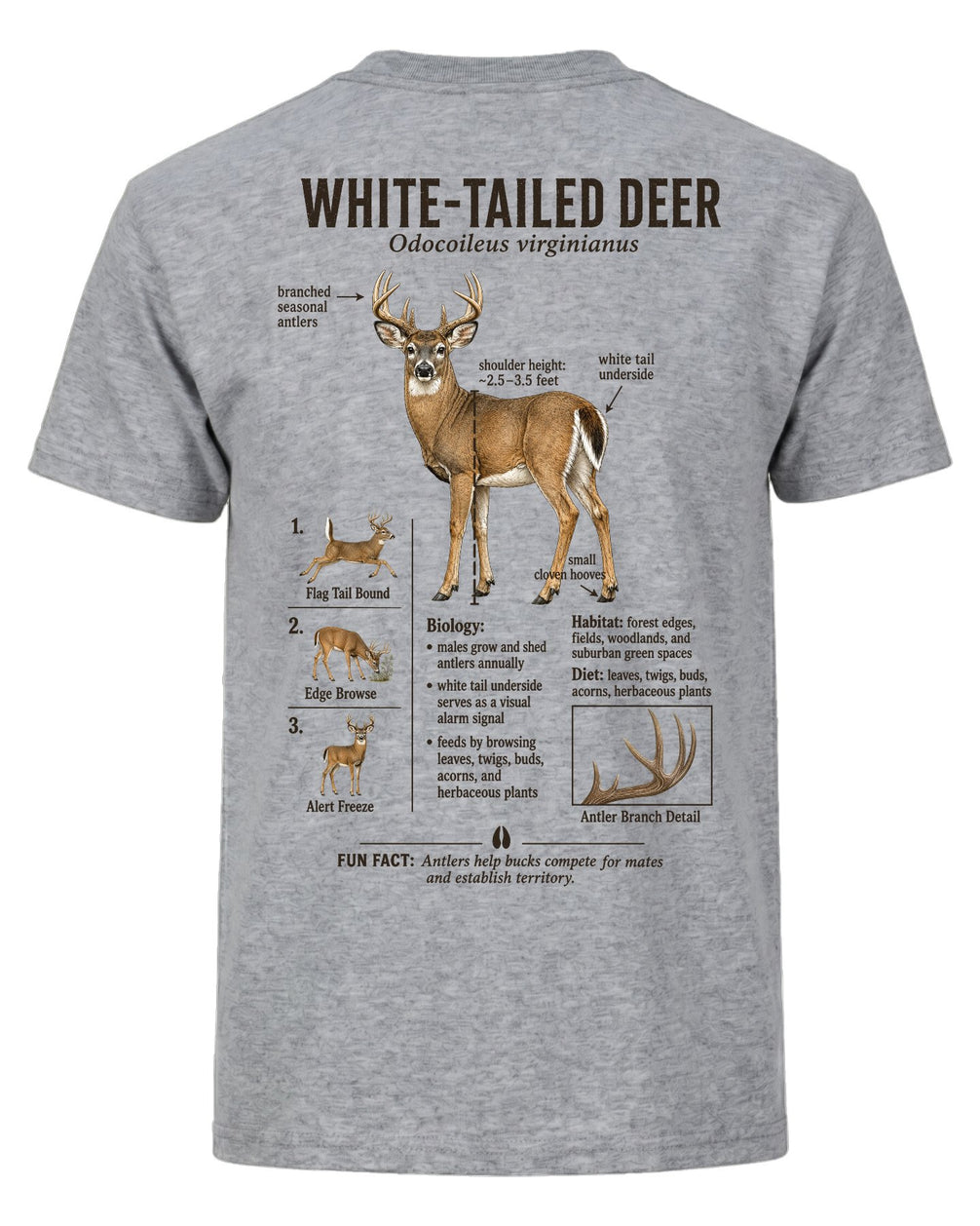 Wildlife Facts White-tailed Deer T-shirt