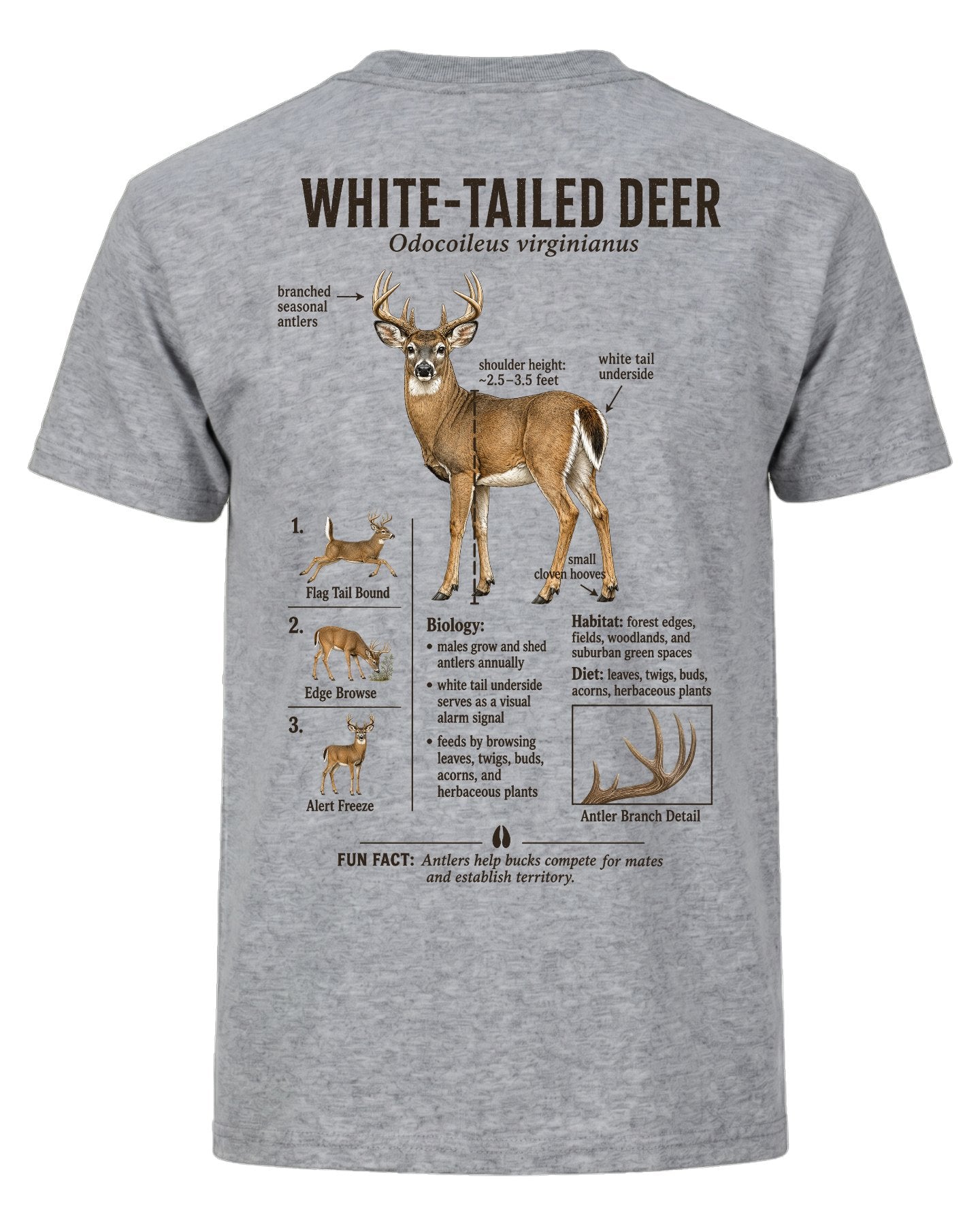 Wildlife Facts White-tailed Deer T-shirt
