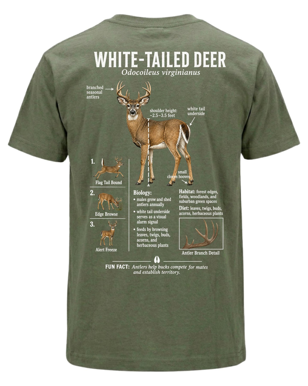 Wildlife Facts White-tailed Deer T-shirt