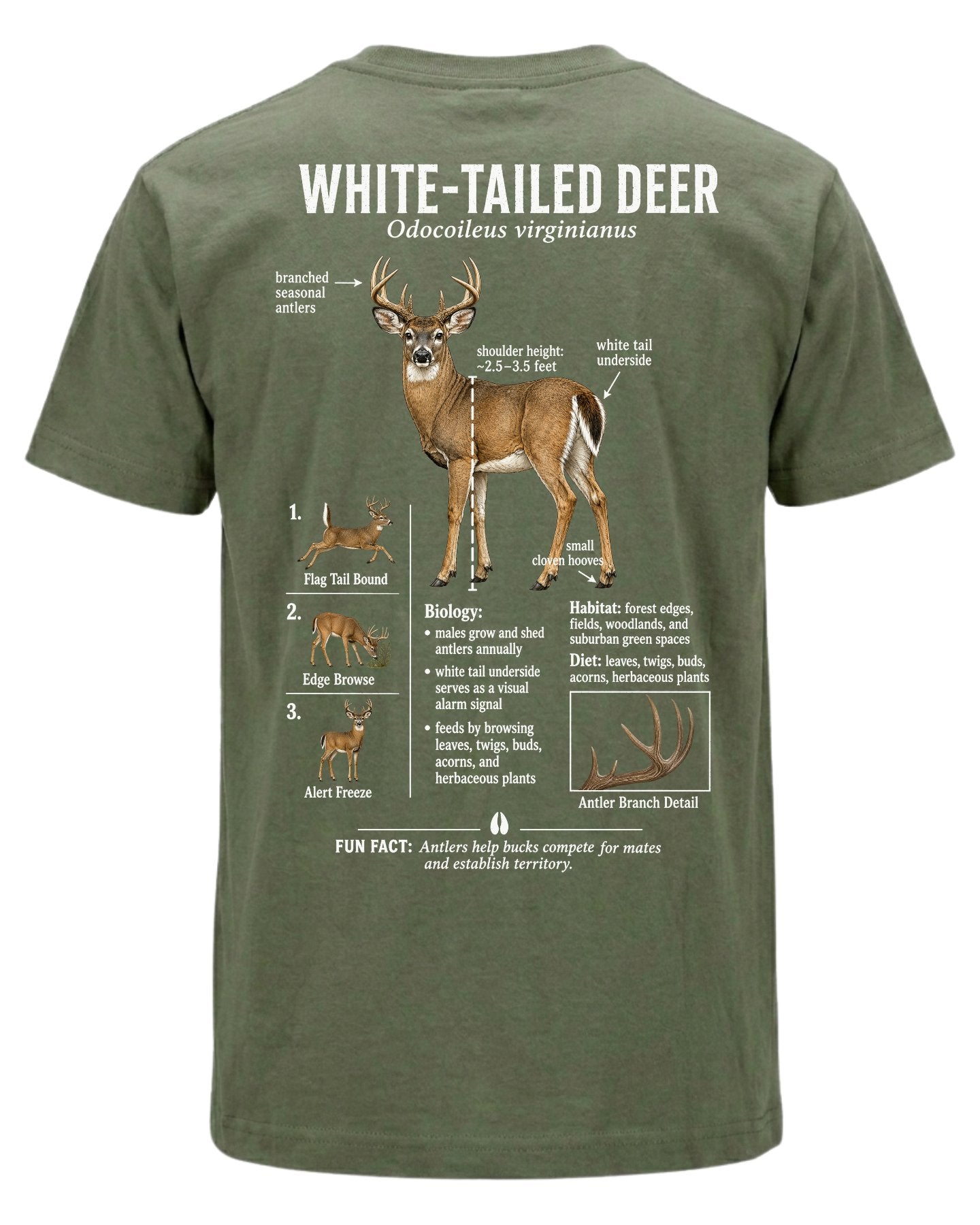Wildlife Facts White-tailed Deer T-shirt