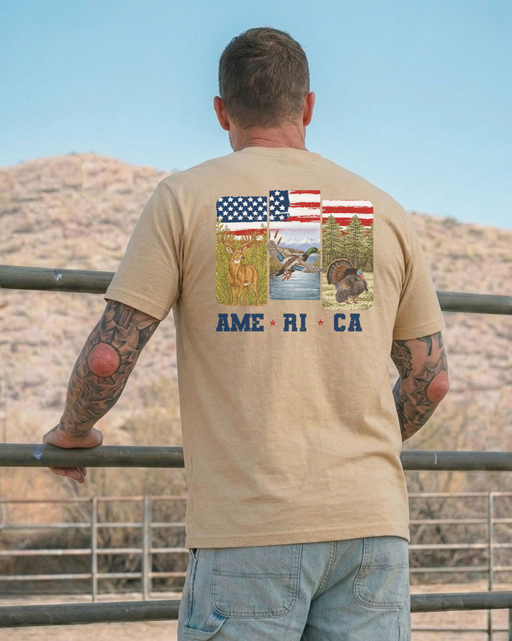 Wildlife American Flag T-Shirt