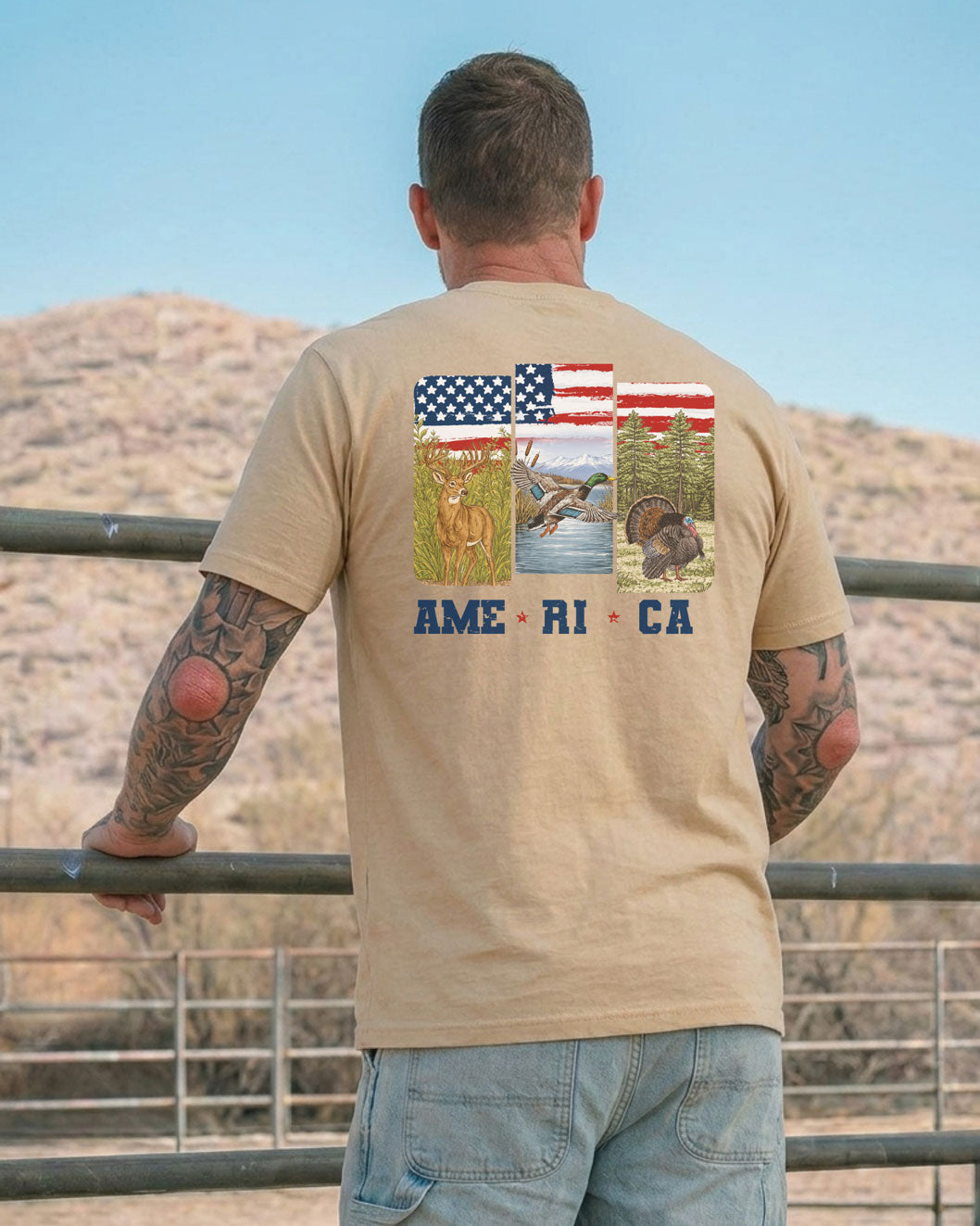 Wildlife American Flag T-Shirt