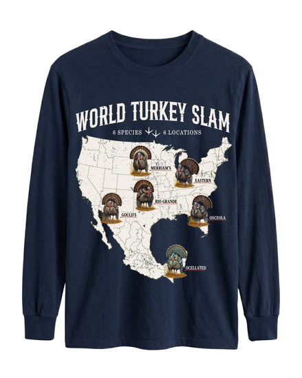 World Turkey Slam Classic Cotton Regular-Fit Front Print Long-sleeve Tee