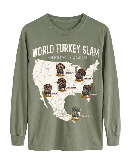 World Turkey Slam Classic Cotton Regular-Fit Front Print Long-sleeve Tee