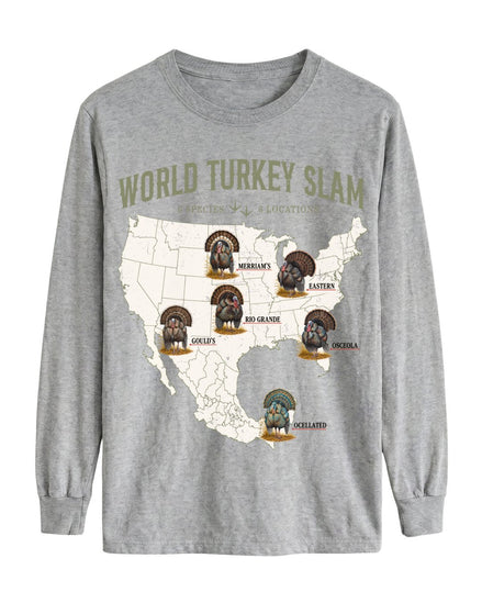 World Turkey Slam Classic Cotton Regular-Fit Front Print Long-sleeve Tee