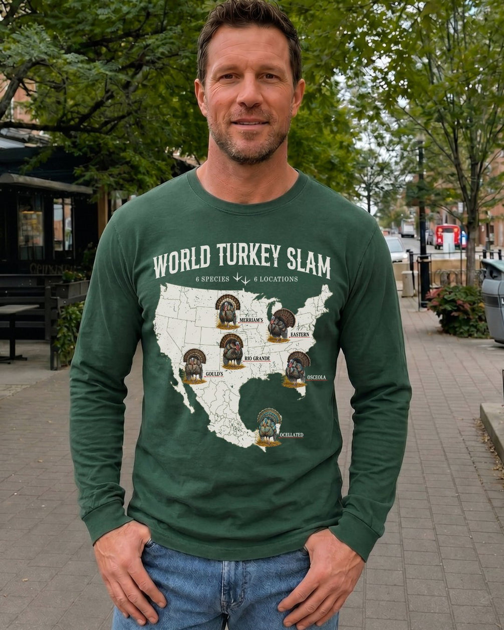 World Turkey Slam Classic Cotton Regular-Fit Front Print Long-sleeve Tee
