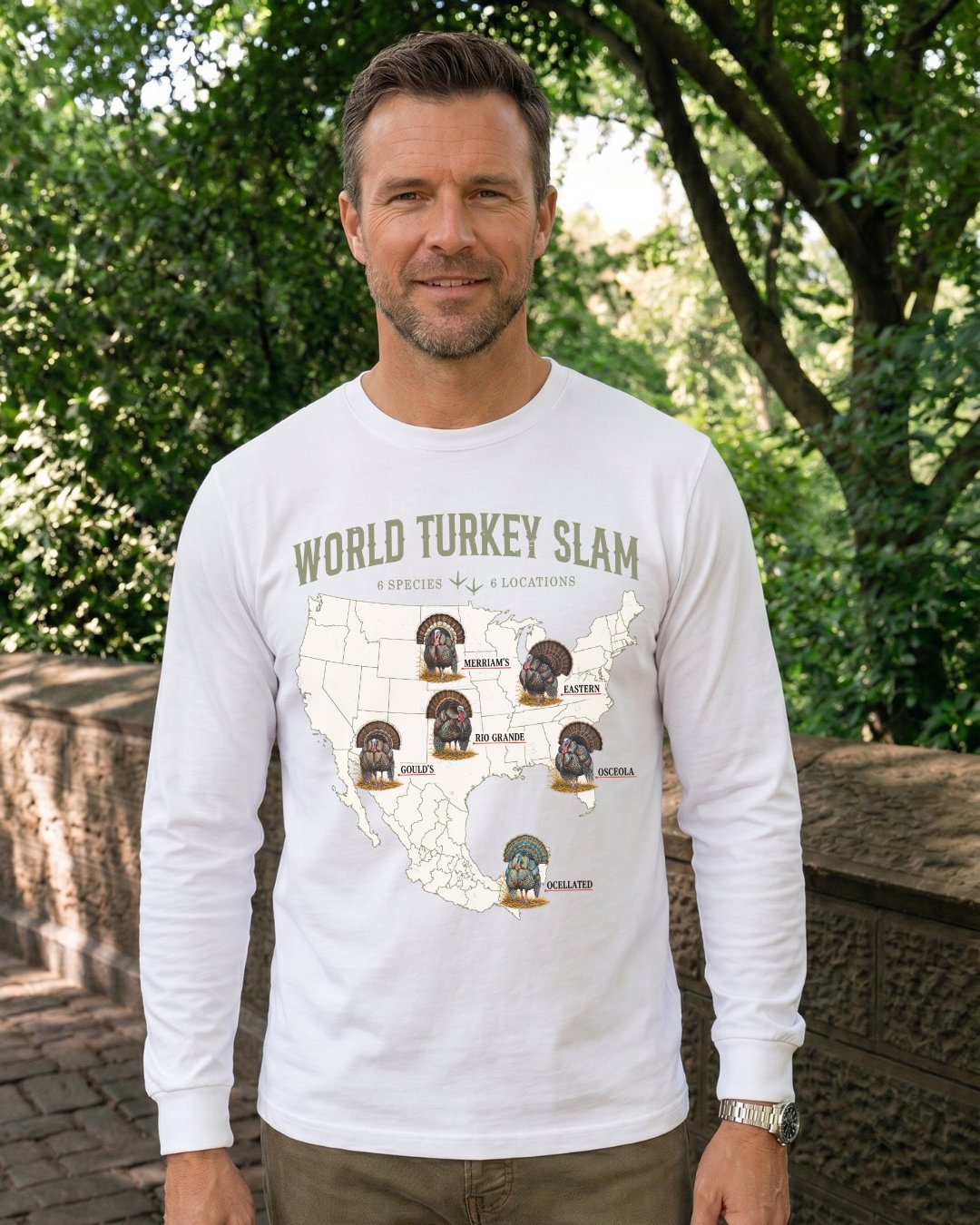 World Turkey Slam Classic Cotton Regular-Fit Front Print Long-sleeve Tee