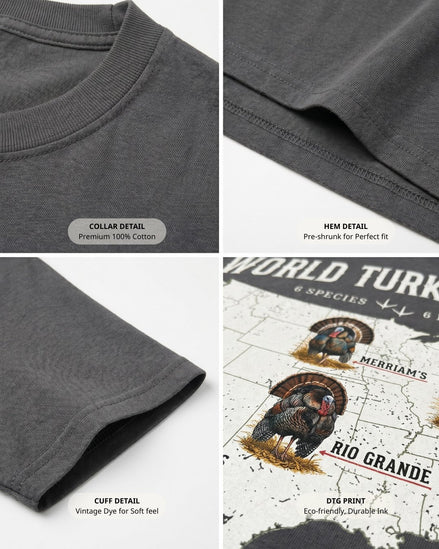 World Turkey Slam Heavyweight Vintage Garment-Dyed Front Print Tee