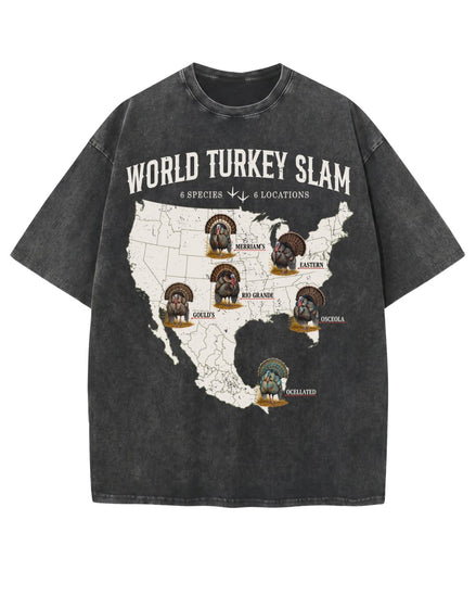 World Turkey Slam Premium Cotton Wash Oversized Tee
