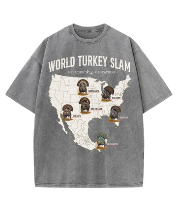 World Turkey Slam Premium Cotton Wash Oversized Tee
