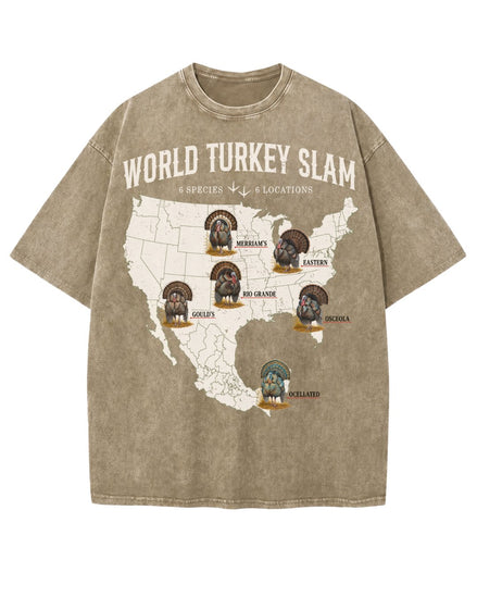 World Turkey Slam Premium Cotton Wash Oversized Tee