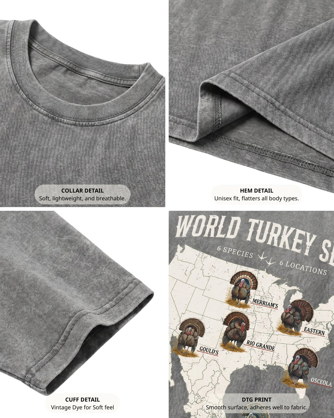 World Turkey Slam Premium Cotton Wash Oversized Tee