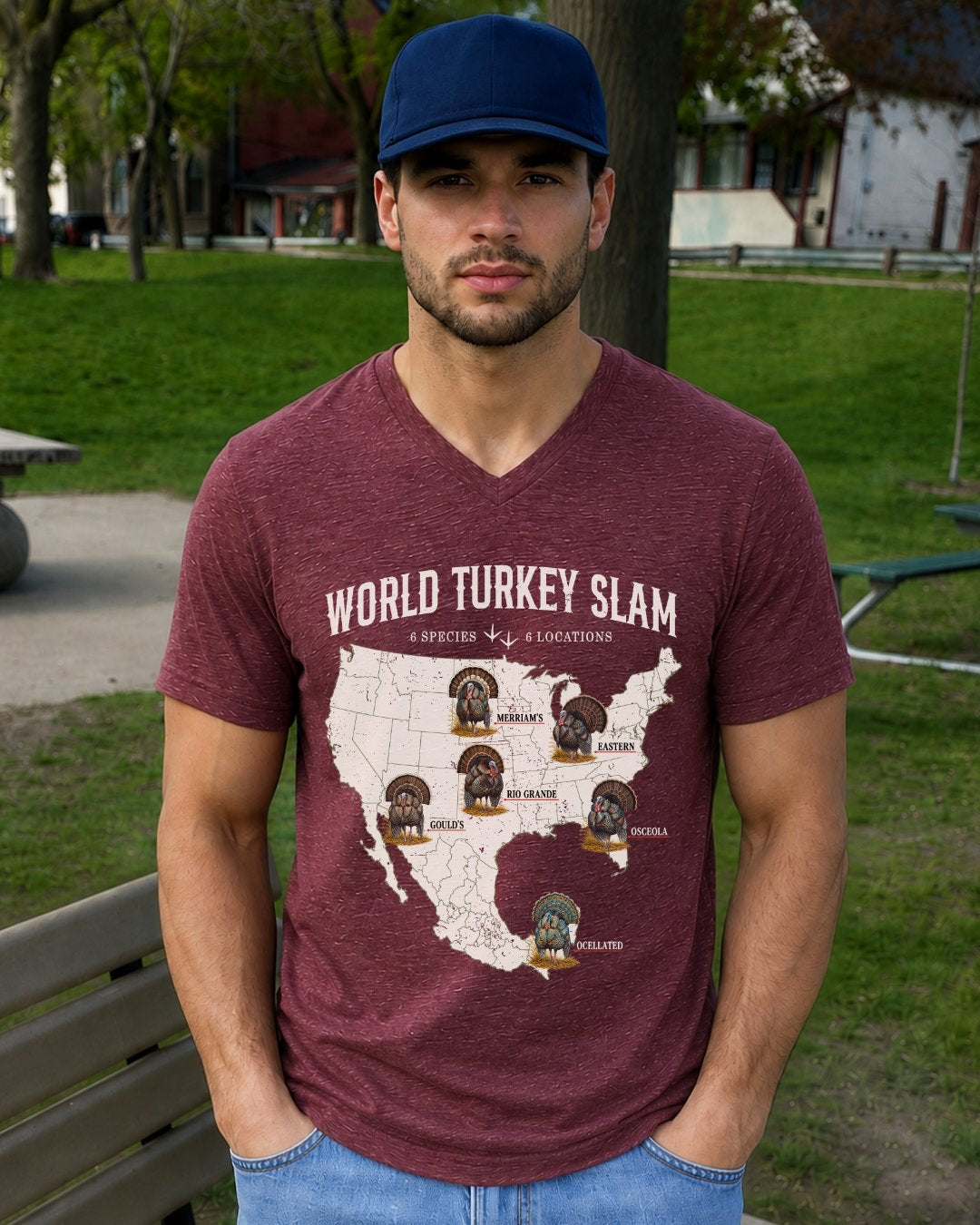 World Turkey Slam Ultra-Soft Lightweight V-Neck Tee