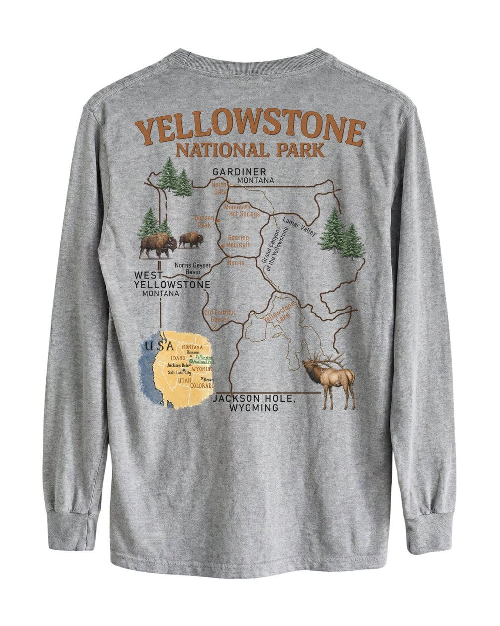 Yellowstone Explorer Map Long-sleeve