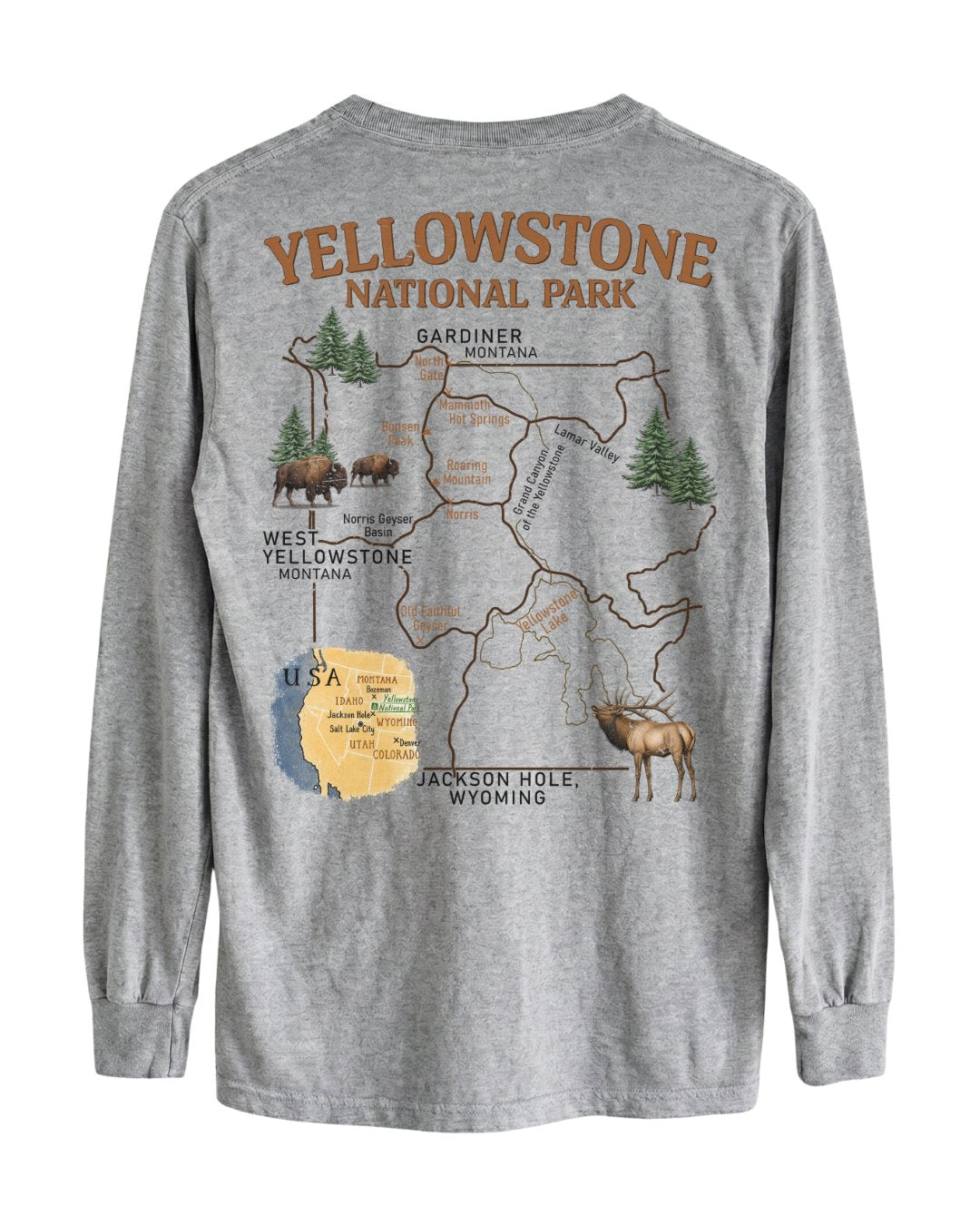 Yellowstone Explorer Map Long-sleeve
