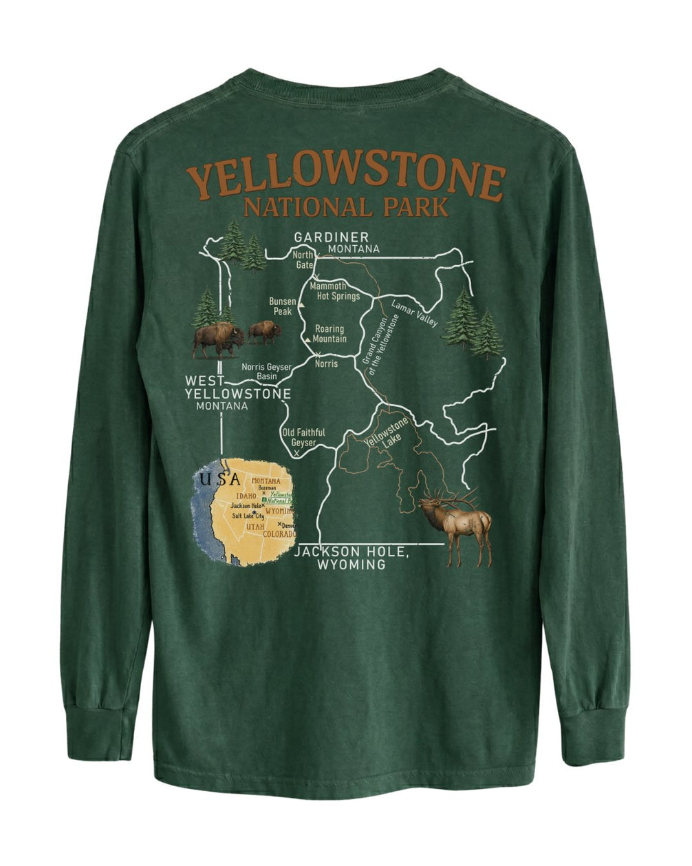 Yellowstone Explorer Map Long-sleeve