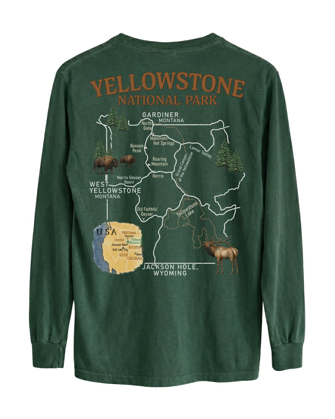 Yellowstone Explorer Map Long-sleeve