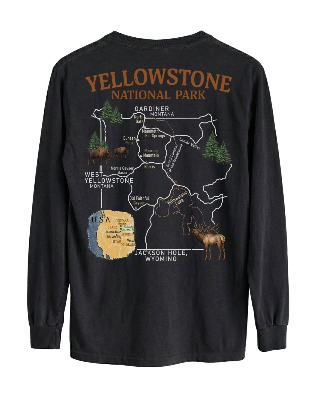 Yellowstone Explorer Map Long-sleeve
