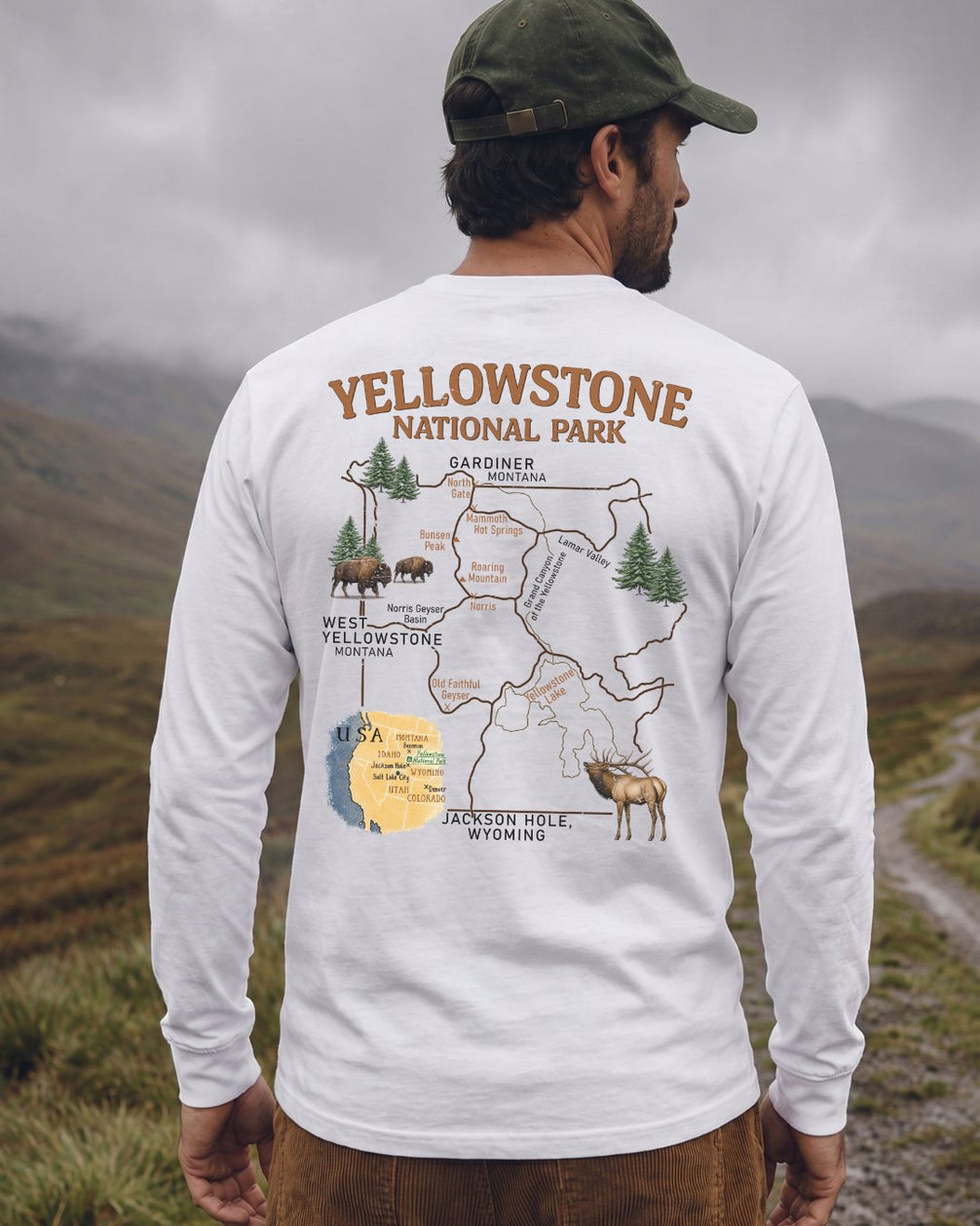 Yellowstone Explorer Map Long-sleeve