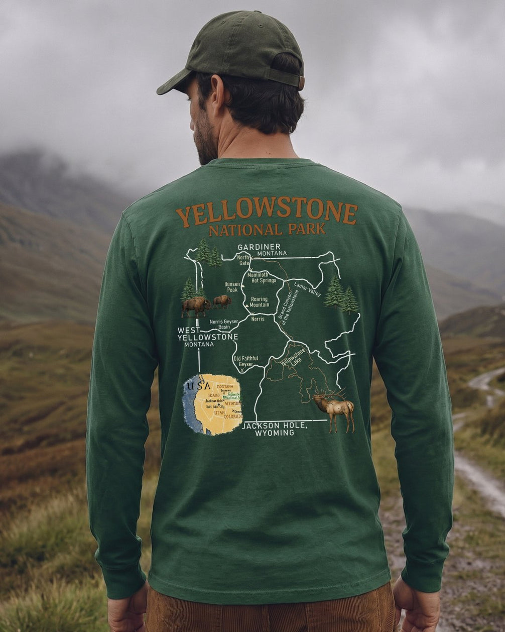 Yellowstone Explorer Map Long-sleeve