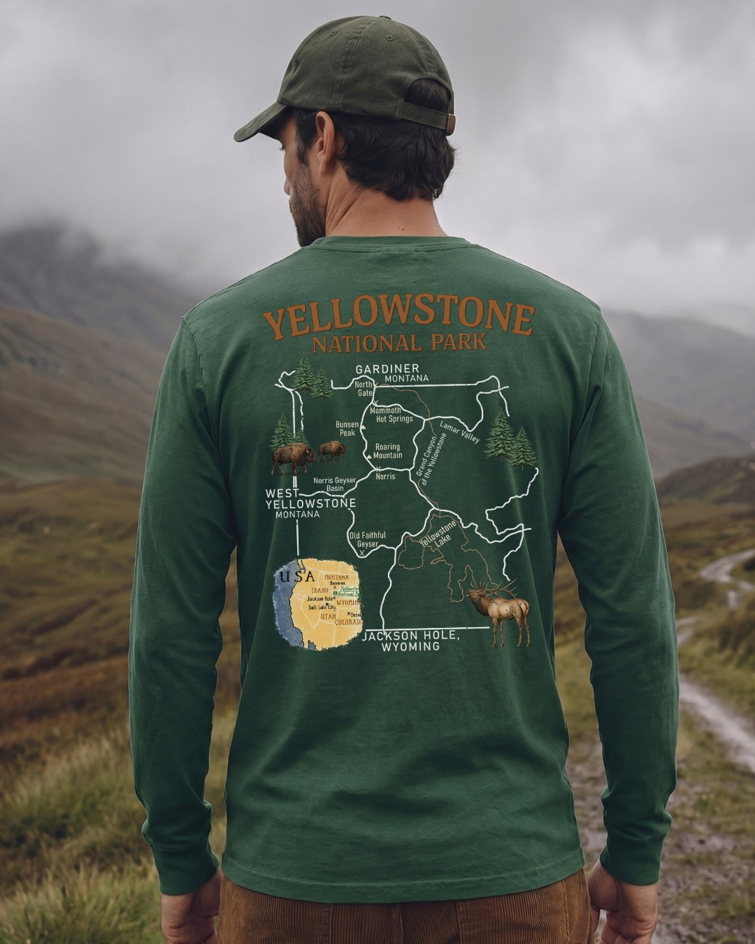 Yellowstone Explorer Map Long-sleeve